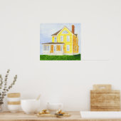 Gele Waterverf House Poster (Keuken)