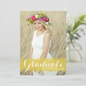 Gele Waterverf Klasse van 2025 Foto Afstuderen Aankondiging (Staand voorkant)