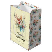 Gele Waterverf Kruisbloemen Christelijk Pasen Medium Cadeauzakje (Voorkant Gekanteld)