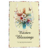 Gele Waterverf Kruisbloemen Christelijk Pasen Medium Cadeauzakje (Voorkant)