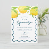 Gele Waterverf Lemon Bruids Douche Uitnodiging (Staand voorkant)