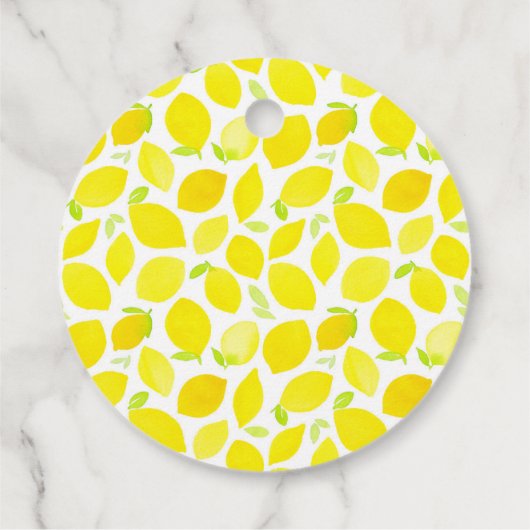 Gele Waterverf Lemon Pattern Dank u Bedankjes Labels (Achterkant)