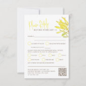 Gele waterverf lente bloem bruiloft QR maaltijden RSVP Kaartje (Voorkant)