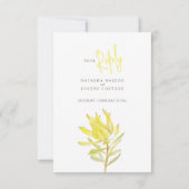 Gele waterverf lente bloem bruiloft QR maaltijden RSVP Kaartje (Achterkant)