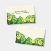 gele waterverf met waterlelie badge (Voor- en achterkant)