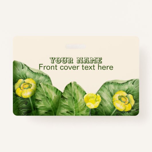 gele waterverf met waterlelie badge (Voorkant)