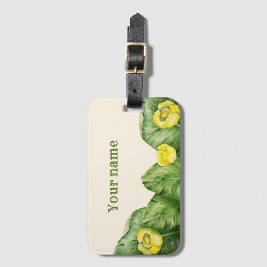 gele waterverf met waterlelie bagagelabel (Voorkant (verticaal))