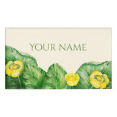gele waterverf met waterlelie naambadge (Voorkant)
