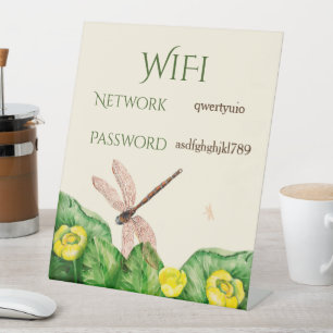 gele waterverf met waterlelie reclamebord met voetstuk