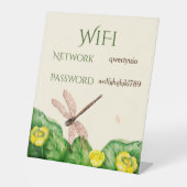 gele waterverf met waterlelie reclamebord met voetstuk (Voorkant)