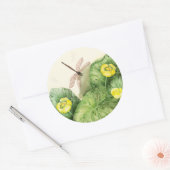 gele waterverf met waterlelie ronde sticker (Envelop)