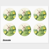 gele waterverf met waterlelie ronde sticker (Vel)