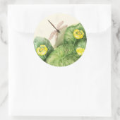 gele waterverf met waterlelie ronde sticker (Tas)