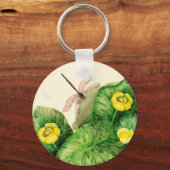gele waterverf met waterlelie sleutelhanger (Achterkant)