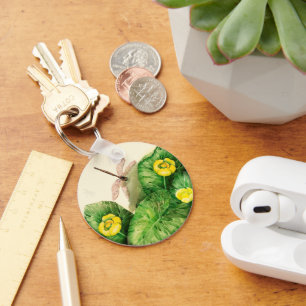 gele waterverf met waterlelie sleutelhanger
