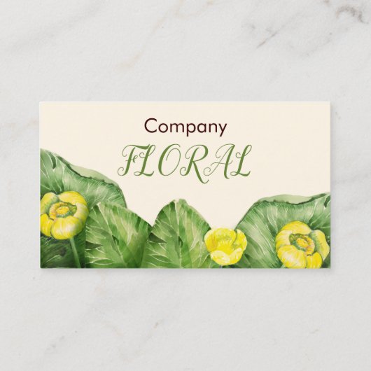 gele waterverf met waterlelie visitekaartje (Achterkant)