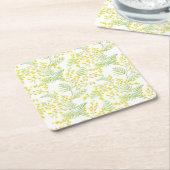 Gele Waterverf Mimosa Bloemen Patroon Kartonnen Onderzetters (Schuin)