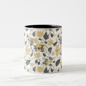 Gele Waterverf Monogram Clematis Flowers Tweekleurige Koffiemok (Center)