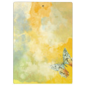 Gele Waterverf Monogram naam Tie Dye Butterfly Klembord (Achterkant)