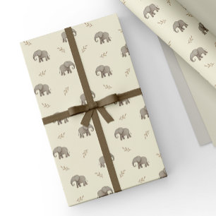 Gele waterverf olifanten safari patroon cadeaupapier