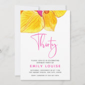 Gele Waterverf Orchids 30e verjaardag Invi Kaart (Voorkant)