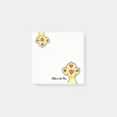 Gele Waterverf Paw Print Hartvormige Pads Post-it® Notes (Voorkant)