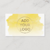 Gele waterverf penseelstreek uploadt uw logo visitekaartje (Voorkant)