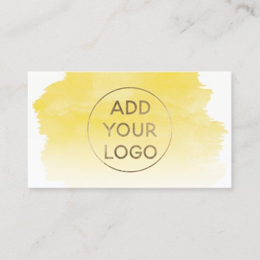 Gele waterverf penseelstreek uploadt uw logo visitekaartje (Voorkant)