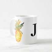 Gele Waterverf Pineappel Monogram Koffiemok (Voorkant links)