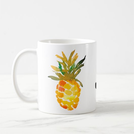 Gele Waterverf Pineappel Monogram Koffiemok (Links)