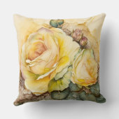 Gele Waterverf Roos vergroot Kussen (Achterkant)