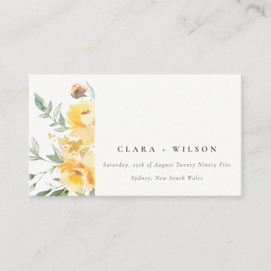 Gele Waterverf Roos Vloerbruiloft Website Informatiekaartje (Voorkant)