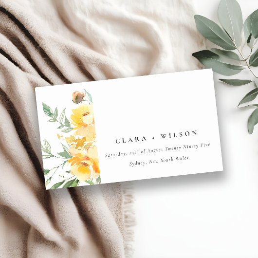 Gele Waterverf Roos Vloerbruiloft Website Informatiekaartje