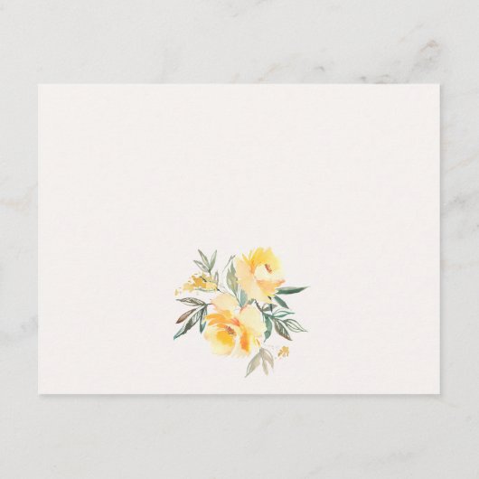 Gele Waterverf Roos Vloerbunch bruiloft Detail Informatiekaartje (Achterkant)