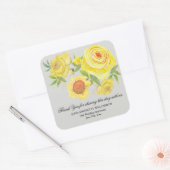 Gele Waterverf Rozen 50e Jubileum Vierkante Sticker (Envelop)