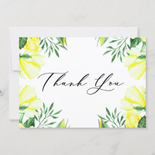 Gele Waterverf Rozen en pony's Bedankkaart