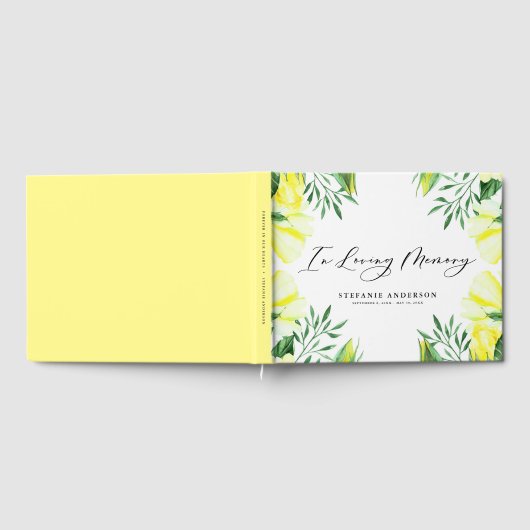 Gele Waterverf Rozen en pony's Funeral Gastenboek (Volledig)