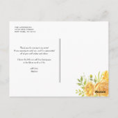 Gele Waterverf Rozen en volken Dank u wel Briefkaart (Achterkant)