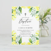 Gele Waterverf Rozen Garland Baptisme Kaart (Staand voorkant)