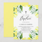 Gele Waterverf Rozen Garland Baptisme Kaart (Voorkant / Achterkant)