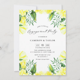 Gele Waterverf Rozen Garland Engagement Party Kaart