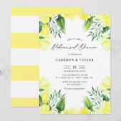 Gele Waterverf Rozen Garland Rehearsal Dinner Kaart (Voorkant / Achterkant)