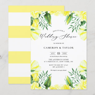 Gele Waterverf Rozen Garland Wedding Shower Kaart