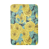 Gele waterverf rozen met bladeren en knoppen badmat (Voorkant Verticaal)