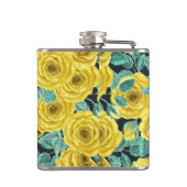 Gele waterverf rozen met bladeren en knoppen heupfles (Achterkant)