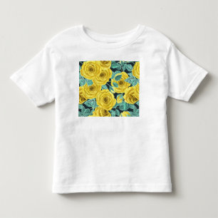 Gele waterverf rozen met bladeren en knoppen kinder shirts