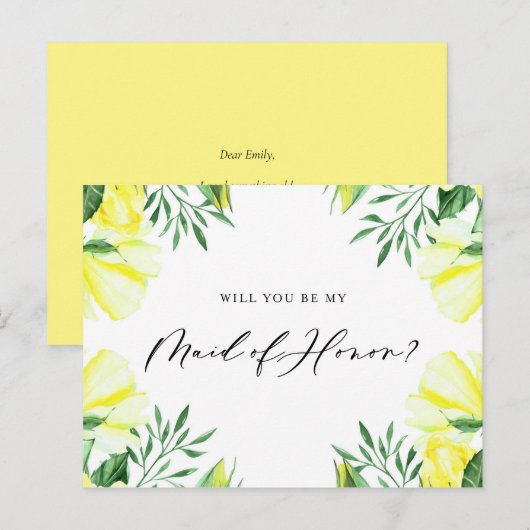 Gele Waterverf Rozen zijn mijn dienstmeisje van Ka Uitnodiging Briefkaart (Voorkant / Achterkant)
