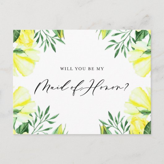 Gele Waterverf Rozen zijn mijn dienstmeisje van Ka Uitnodiging Briefkaart (Voorkant)