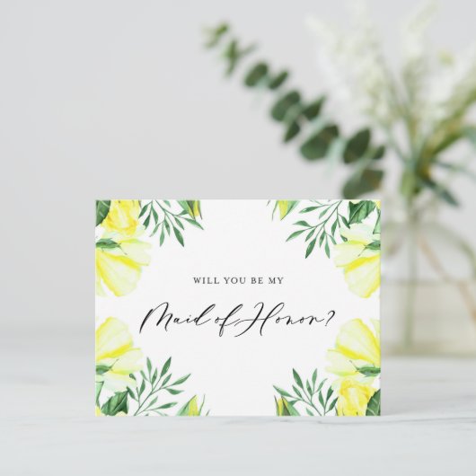 Gele Waterverf Rozen zijn mijn dienstmeisje van Ka Uitnodiging Briefkaart (Staand voorkant)