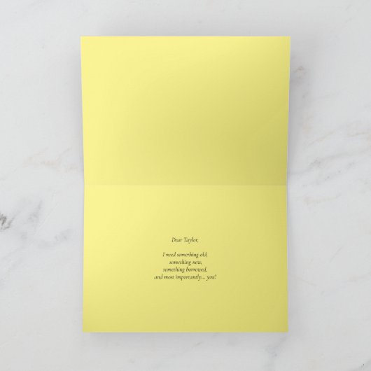 Gele Waterverf Rozen zijn mijn Man van eer Kaart (Binnen)